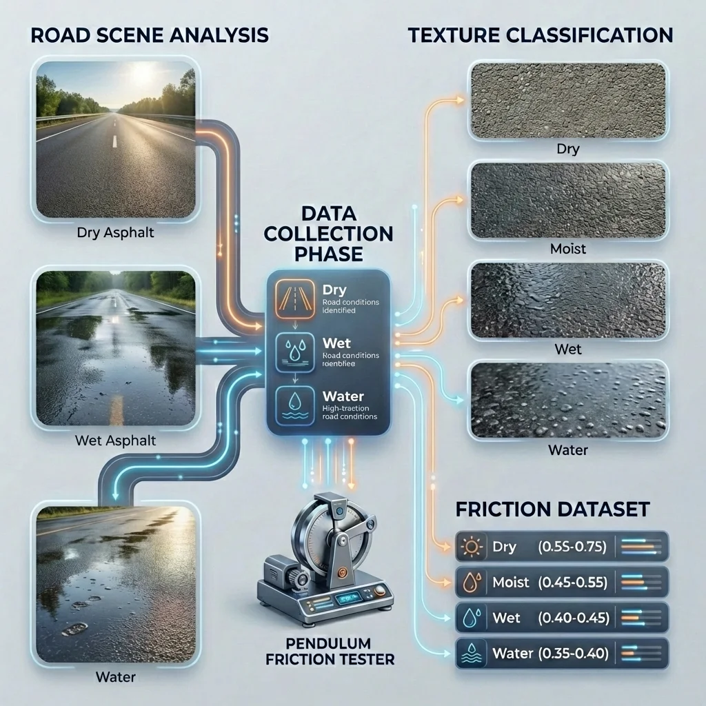 Technical workflow diagram of road friction estimation hybrid fusion system