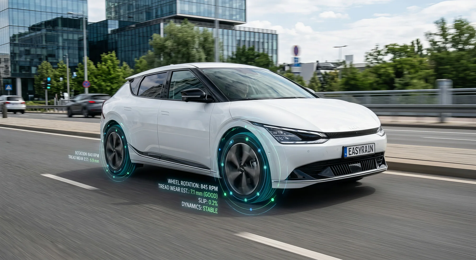 Close-up of worn tire tread illustrating the need for virtual sensor monitoring in modern vehicles