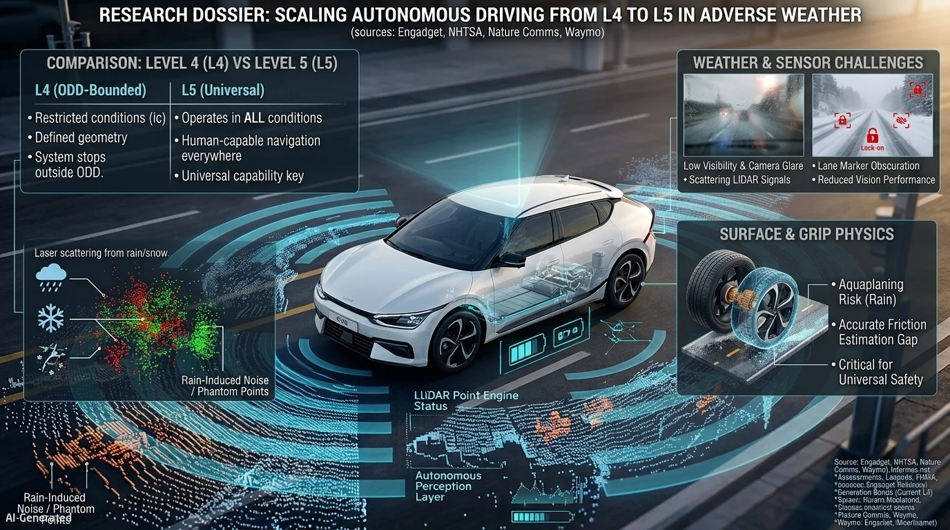 Level 4 vs Level 5 autonomous driving comparison infographic