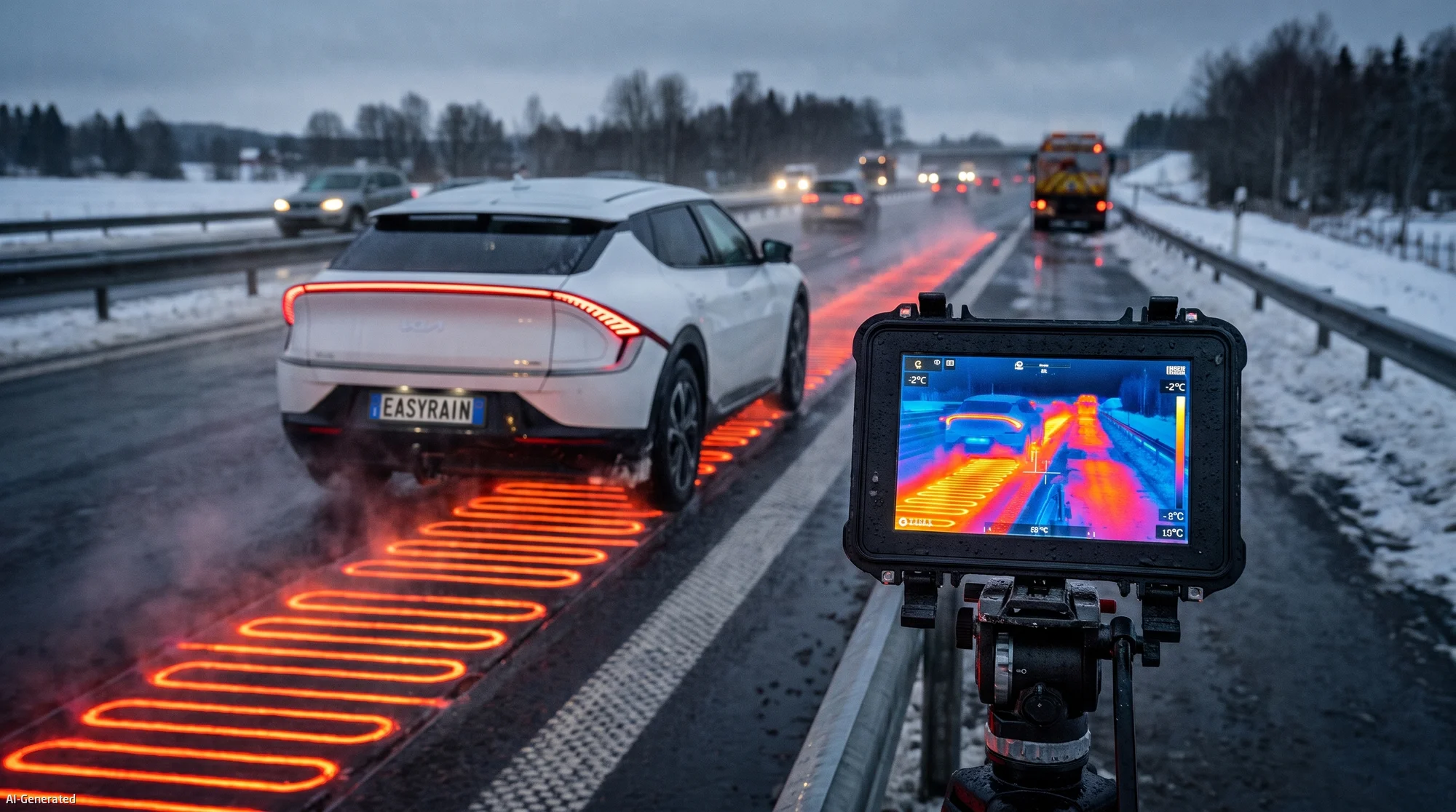 Infrared thermal imaging monitoring active ice-melting expressway pavement for friction recovery