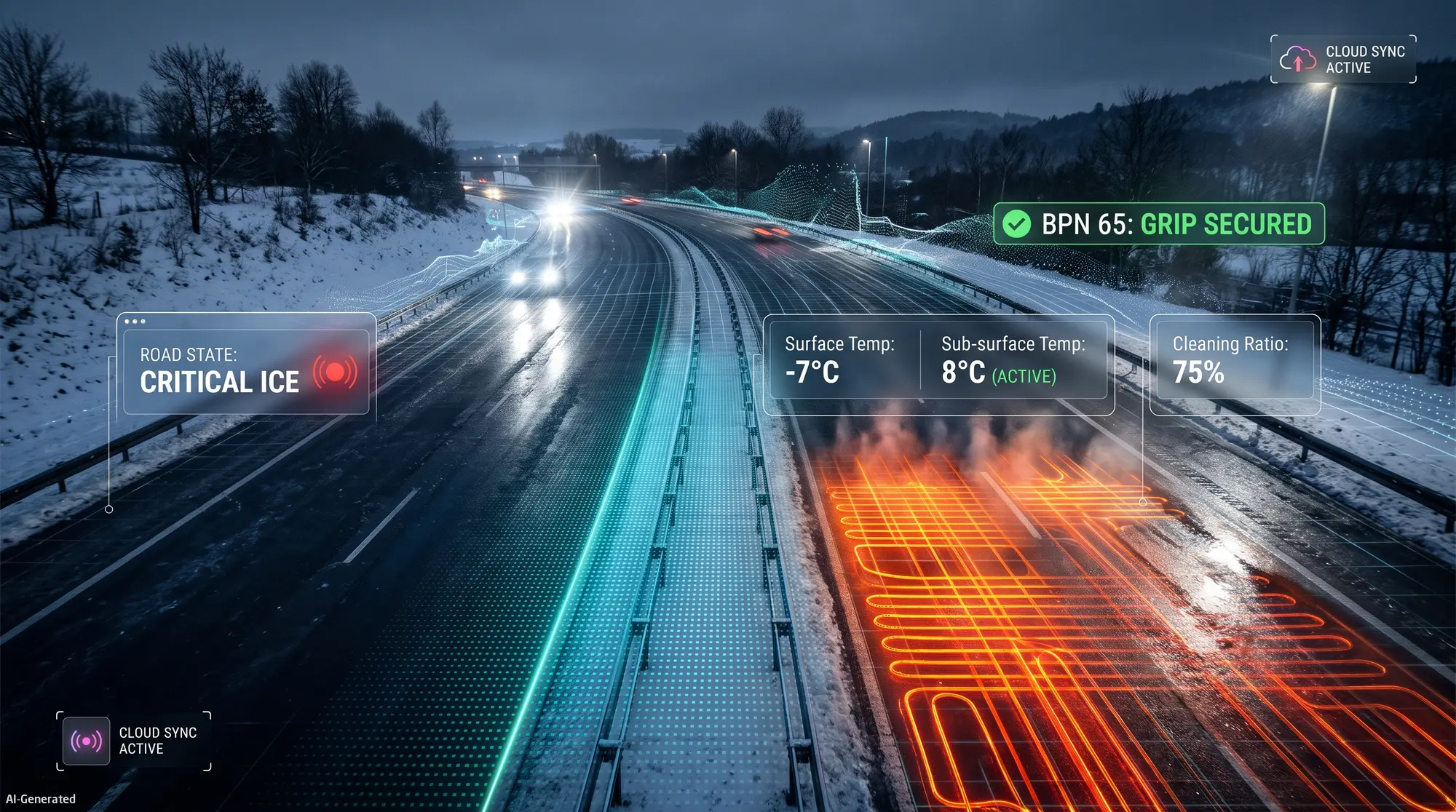 Technical visualization of BPN friction prediction model and infrared thermography on highway road surface